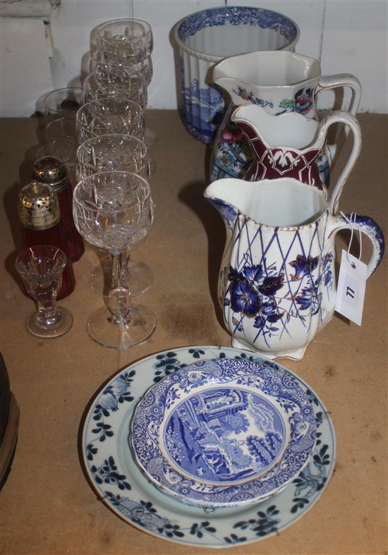 Cranberry shakers, glassware & ceramics
